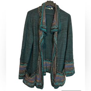 Soft Surroundings waterfall cardigan with colorful mixed media details Size 1X